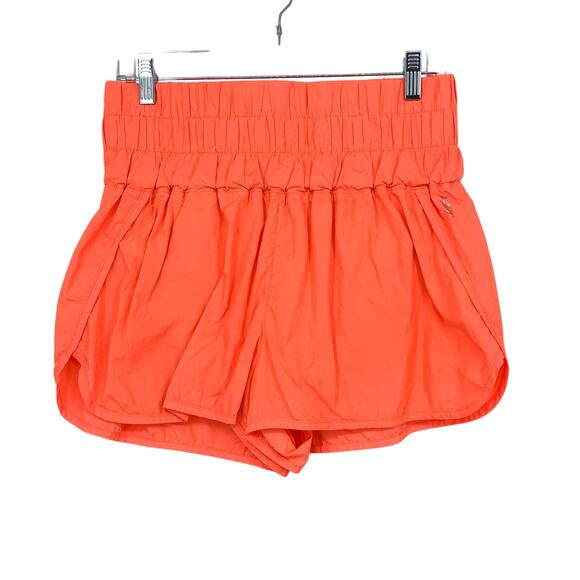 Free People Movement The Way Home Shorts Womens Size L Neon Orange Pull On - Picture 1 of 6